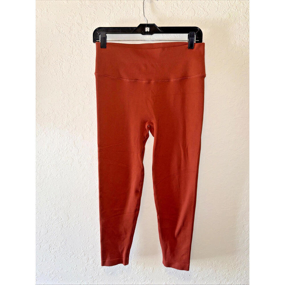 EUC Victoria Sport Victoria's Secret Ribbed Leggings Rust Orange  L Large Fall